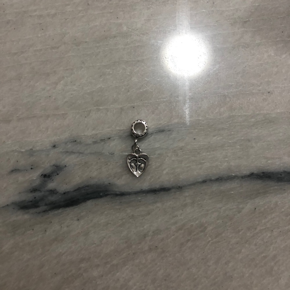 Heart with footprints Charm for bracelet
